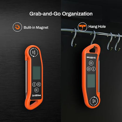 Instant Read Meat Thermometer, Meat Thermometer Digital with 0.5s Fast Reading, IPX5 Waterproof Cooking Thermometer with ±0.5℉ Accuracy, Food Thermometer for Candy, Grill, Milk, Bake, Oven and Brewing