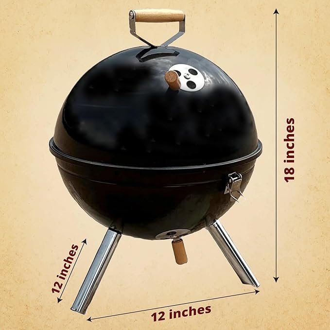 Freedom Stove Charcoal Grill: 12-Inch Portable Outdoor BBQ, Lightweight with Latching Lid – Ideal for Tailgating, Camping, and Family Gatherings – Black