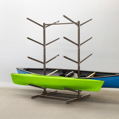 Teal Triangle Adjustable Freestanding Kayak Storage Rack, Holds 8 Kayaks | Outdoor Kayak Rack, Paddle Board Holder, Canoe Rack, Kayak Stand, Felt Padded Arms, Weather Resistant Steel
