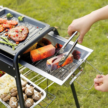Barbecue Grill Portable BBQ Charcoal Grill Set for Camping Picnic Stainless Steel Barbecue Outdoor Backyard Cooking,Set*1