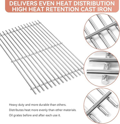 7638 7639 Grill Grates for Weber Spirit I II 300 Series E310 E320 E330 S310 S320 S330 Gas Gril, 17.5" Stainless Steel Cooking Grates Fits Genesis Silver/Gold/Platinum B & C, Genesis 1000–3500