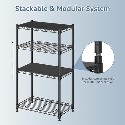 DUMOS 2-Tier Metal Storage Shelves, Wire Shelving, Storage Rack, 23.3" W | Heavy Duty Steel Shelves, Wire Adjustable Standing, Kitchen Bathroom Garage Pantry Organizers, 22.3"H
