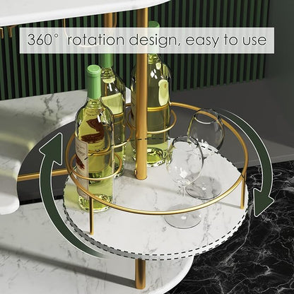 Gold Bar Carts with 4-Tier Storage Shelves, Mobile Bar Serving Cart with Wine Rack and Glass Holder, for The Home, Kitchen, Living Room, Dining Room