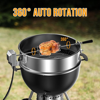 Skyflame Charkettle Stainless Steel Rotisserie Ring Kit | 21 1/2–22 1/2 inch Outer Diameter, Charcoal Kettle Grills, Compatible with Weber 2290, Other Models