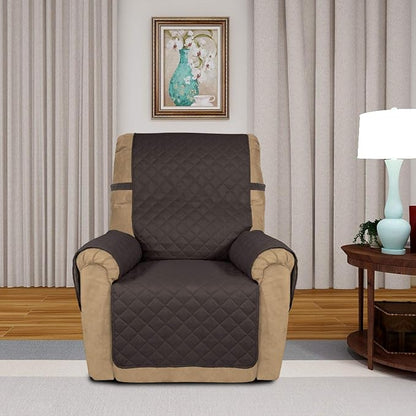 PureFit Reversible Recliner Chair Covers Couch Covers for Dogs, 19 in | Chocolate/Beige, Water Resistant Couch Protector, Washable Pet Couch Cover with Non Slip and Elastic Straps For Kids