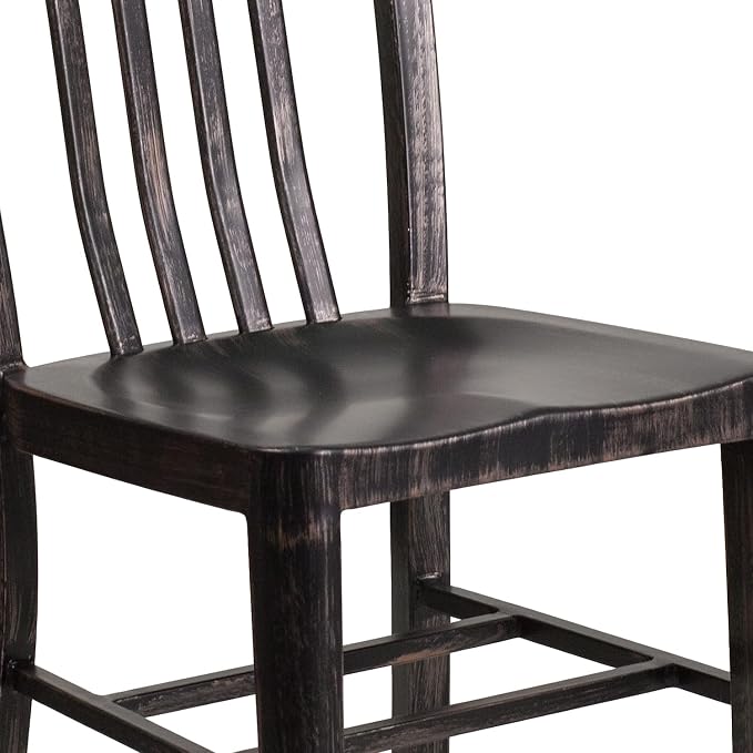 Flash Furniture Gael Commercial Grade 2 Pack Black-Antique Gold Metal Indoor-Outdoor Chair