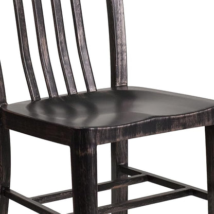 Flash Furniture Gael Commercial Grade 2 Pack Black-Antique Gold Metal Indoor-Outdoor Chair