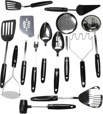 Chef Craft Select Basting Spoon, 12 inch, Stainless Steel/Black (Pack of 2)