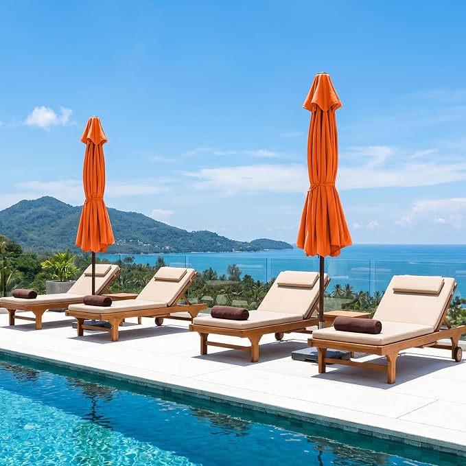 ABCCANOPY 9ft Scalloped Patio Umbrella, Outdoor Table Umbrella with Tilt and Crank, Fiberglass Ribs Deck Umbrella for Patio, Pool, Garden, Picnic (Orange)