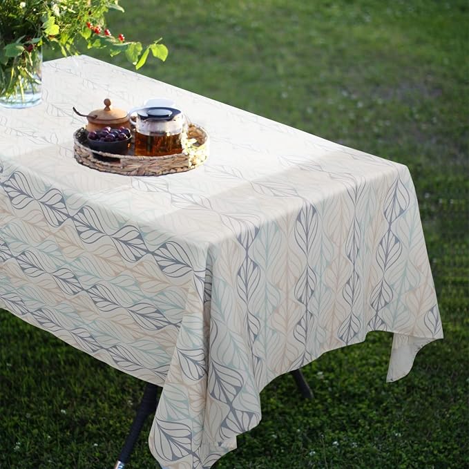 Outdoor Tablecloth with Umbrella Hole and Zipper, Patio Table Covers for Spring/Summer, Machine Washable Outdoor Party/Picnic Rectangle Table Cloth 60 x 102 in