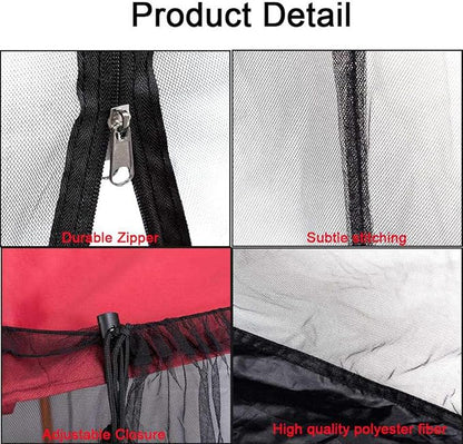 10ft Patio Mosquito Netting Patio Umbrella Cover Mosquito Netting Screen,Windproof Mosquito with Zipper Portable Foldable Umbrella Mosquito Net（10'10'7.6'） (Black)