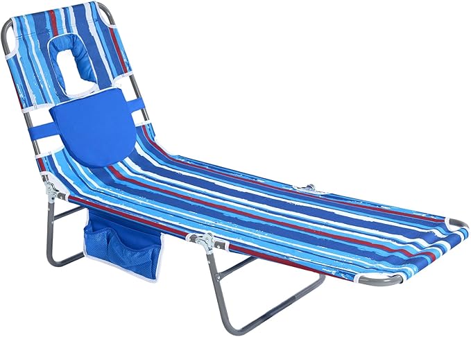SUNNYFEEL Beach Lounge Chair, Backpack Reclining Beach Chairs Lay Flat, Sun Face Down Tanning Chair, Folding Camping Chairs Portable Camp Cot with Backpack Straps for Outdoor/Picnic/Lawn