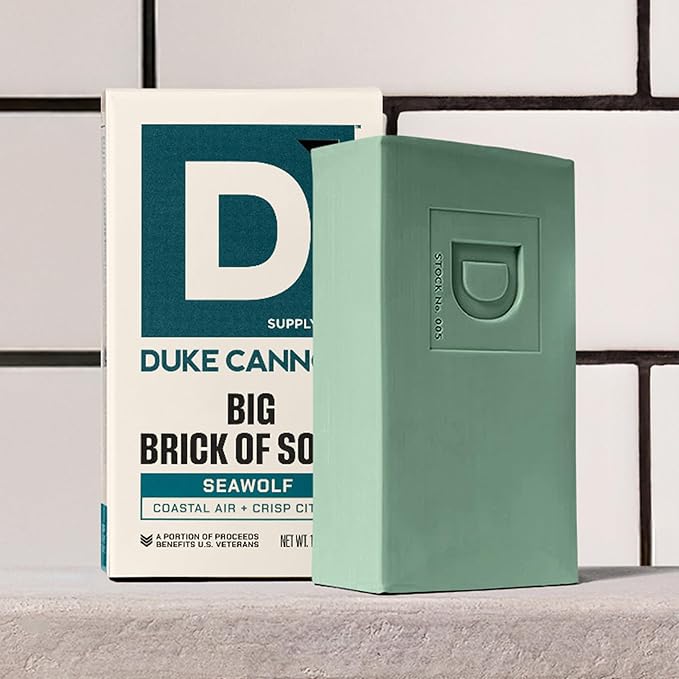 Duke Cannon Big Brick of Soap Seawolf 4 Pack – Large 10 oz Men’s Bar Soap, Fresh Aquatic Scent, Triple Milled, Long-Lasting Heavy Duty Body Soap for Daily Shower Use