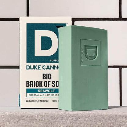 Duke Cannon Big Brick of Soap Seawolf 4 Pack – Large 10 oz Men’s Bar Soap, Fresh Aquatic Scent, Triple Milled, Long-Lasting Heavy Duty Body Soap for Daily Shower Use