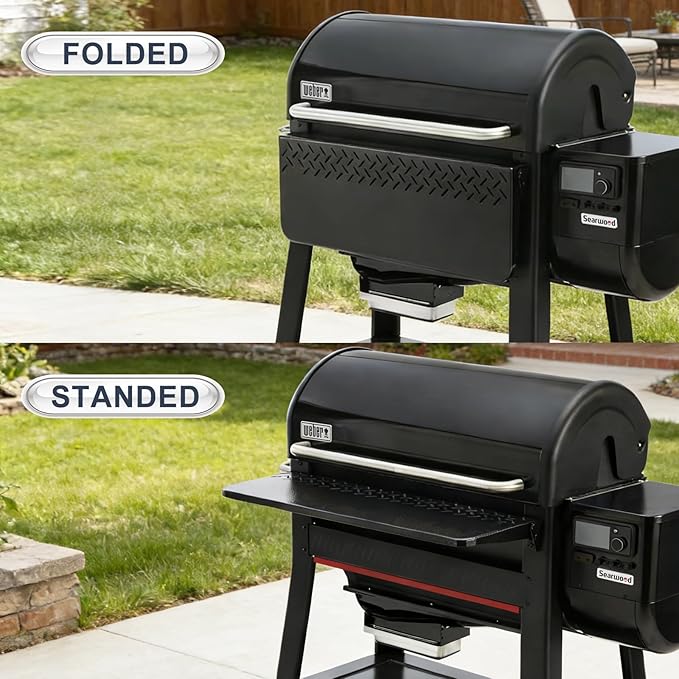 KEESHA Folding Front Table for Weber Searwood 600 XL Pellet Grill, Replacement Weber 3400109, Heavy-Duty Grill Accessories for Food Prep and Storage, 34.8" x 12.3"