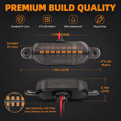 LED Front Grille Position Light, Side Marker Assemblies, Amber | For Ford F150 F250 F350 and Ram 1500, Exterior, 2004-2019