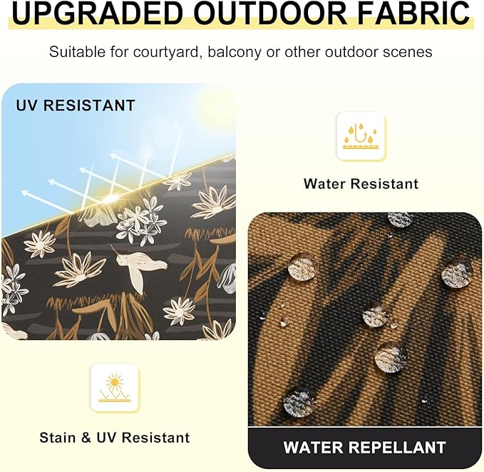 downluxe Outdoor Chair Cushions Set of 4 for Patio Furniture, Water-Resistant Patio Chair Cushions with Ties, High Density Foam Outdoor Seat Cushion, 17" X 16" X 2", Nightbird