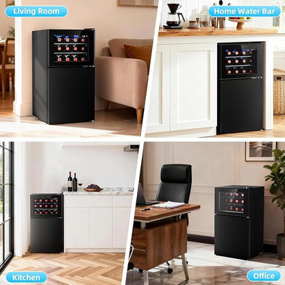 Antarctic Star 2.6 Cu. Ft Compact Beverage Refrigerator with Freezer, Mini Fridge, Adjustable Temp, Reversible Door, LED Light for Home Office Bar Bedroom