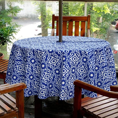 EHouseHome Outdoor and Indoor 70inch Round Tablecloth with Umbrella Hole and Zipper, Waterproof Zippered Patio Cloths, Spring/Summer Table Covers for Backyard Circular Table/BBQs/Picnic