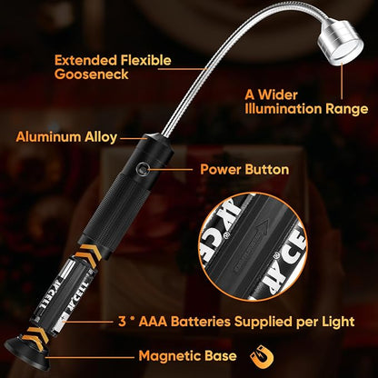 Magnetic Grill Lights for Outdoor BBQ - 2 Pack Grilling Gifts for Men Him | Bright for Night BBQ, Smoker Accessories, Strong Magnetic Base, Flexible Gooseneck, Waterproof Outdoor Use, Cooking Gadgets