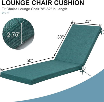 Crestlive Products Outdoor Chaise Lounge Cushions Set of 2, Fade Resistant Water Resistant Lounge Chair Cushion, 80''L x 23''W, Malachite