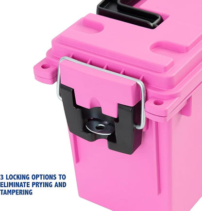 Sheffield Ammo Box Made in USA, Stackable Lockable Ammo Storage Box, Pink | Lockable Storage Box, Water and Dust Resistant Dry Box, Secures Hunting Gear, Gun Accessories, Supplies, and Bullets