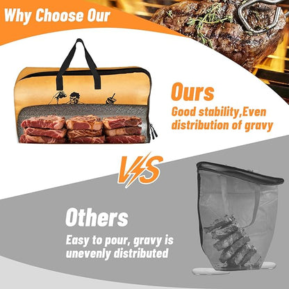 BBQ Blanket for Resting Meat, Smoking Meat Resting Bag, Reusable Meat Resting Blanket Suitable for Brisket, Steaks, Pork, Turkey, Perfect Grilling Gifts for Men(18in Khaki)