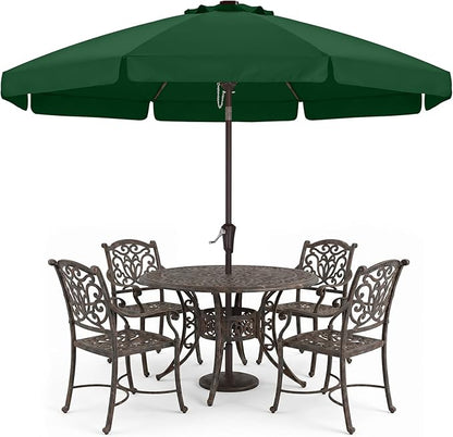 ABCCANOPY 10ft Scalloped Patio Umbrella, Outdoor Table Umbrella with Tilt and Crank, Fiberglass Ribs Deck Umbrella for Patio, Pool, Garden, Picnic (Green)