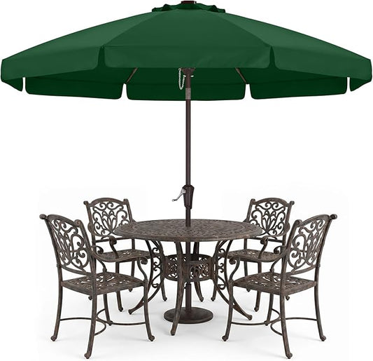 ABCCANOPY 10ft Scalloped Patio Umbrella, Outdoor Table Umbrella with Tilt and Crank, Fiberglass Ribs Deck Umbrella for Patio, Pool, Garden, Picnic (Green)