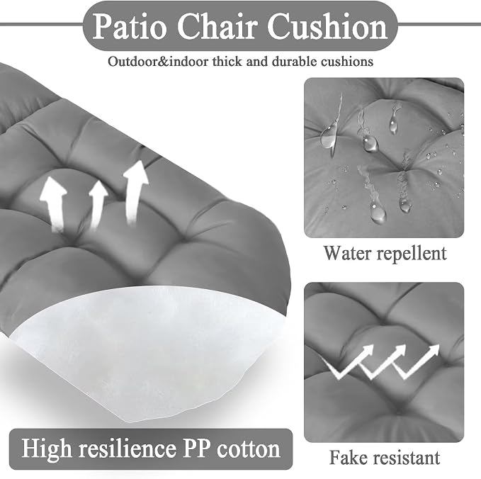 Adirondack Chair Cushion, Outdoor Patio Furniture Seat Pad, Waterproof | Waterproof cover with straps, PP cotton, high back thick seat pad for adirondack rocking chair indoor outdoor porch 44x19x4
