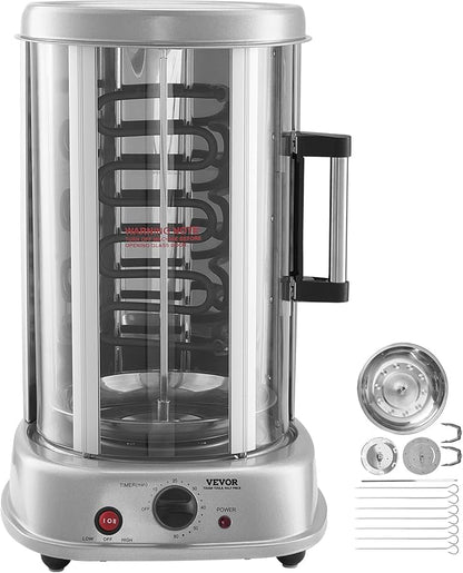 VEVOR Shawarma Grill Machine, Vertical Chicken Shawarma Cooker Machine Countertop, Electric Stainless Steel Broiler Gyro Rotisserie Oven Doner Kebab Machine, for Home Restaurant Kitchen Parties