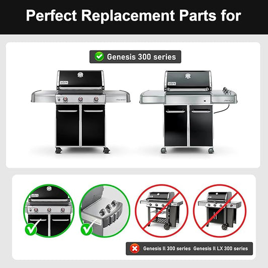 17.5" Stainless Steel Flavorizer Bars for Weber Genesis 300 Series (2011-2016, Front-Mounted Controls), Replacement for Weber 7620 7621 Fits Genesis E-310 E-320 E-330 S-310 S-320 S-330 Heat Plates