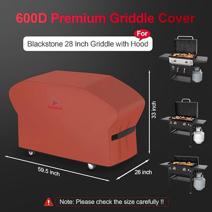 M COMNOVA OUTDOORS 28 Inch Griddle Cover - Blackstone Pro Series Compatible, Heavy Duty Waterproof, Orange