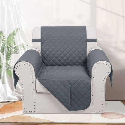 Reversible Recliner Chair Covers, 23" Chair, Dark Blue | Chair Covers for Living Room with Elastic Straps, Water Repellent, Chair Protectors Covers for Dogs