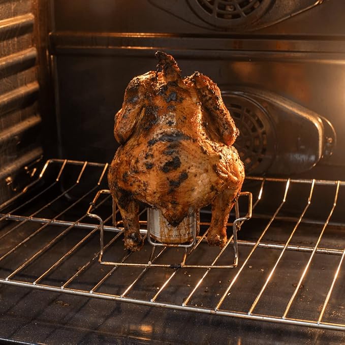 Beer Can Chicken Holder for Grill and Smoker, Premium Grade Stainless Steel Beer Chicken Stand with Handle