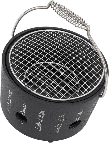 KIMISS Portable BBQ Charcoal Stove, Multifunctional Aluminum & Stainless Steel Grill with Carrying Handle - Ideal for Camping, Tea Making, and Outdoor Barbecue (S)