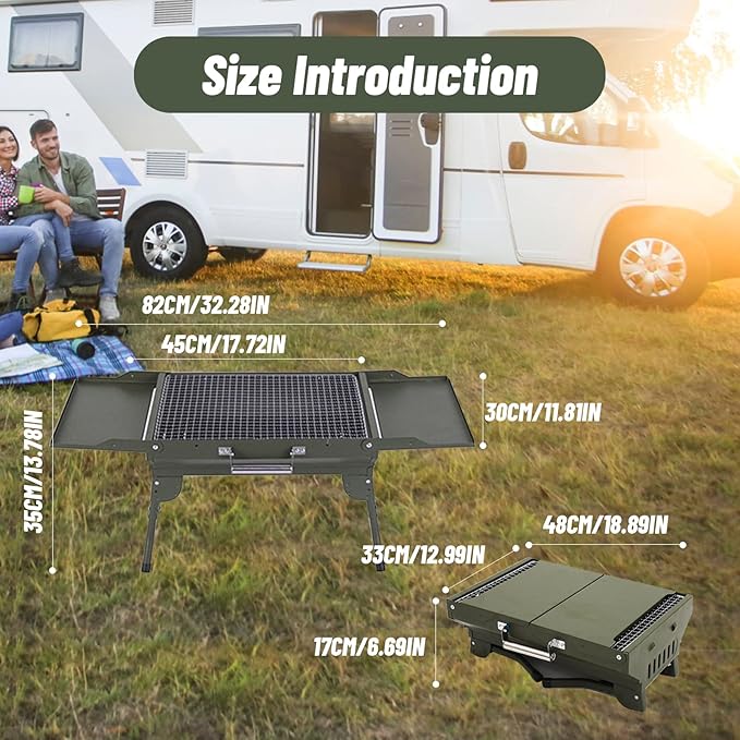 Mumisuto Portable Charcoal Grill, Foldable BBQ Griddle, Compact Outdoor Cooking for Travel, Camping, Picnic, Patio, Hiking