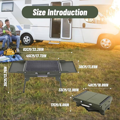 Mumisuto Portable Charcoal Grill, Foldable BBQ Griddle, Compact Outdoor Cooking for Travel, Camping, Picnic, Patio, Hiking