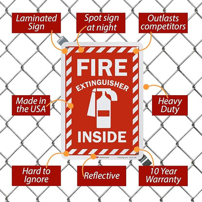 SmartSign - U1-1060-RD_7x10 "Fire Extinguisher Inside" Label | 7" x 10" 3M Reflective Laminated Vinyl 10" x 7" Reflective Vinyl Label