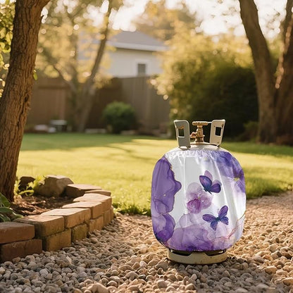 Rv Propane Tank Cover Butterfly Marble Print Gas Tank Covers Protective Covers for Grill, Travel Trailer RV and Outdoor Use Windproof Weatherproof Gas Carrier