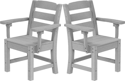 YITAHOME Wood-Grain Textured Resin Chairs Set of 2, Sturdy Patio Chair w/Max Bearing 330 LBS, All-Weather Outdoor Patio Chairs for Terrace, Garden, Backyard, Poolside, Gray