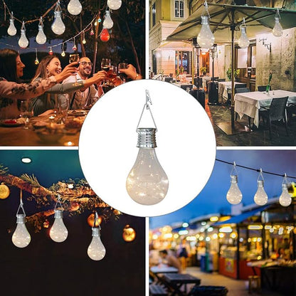Solar Light Bulbs Outdoor Waterproof Garden Camping Hanging LED Light Lamp Bulb Globe Hanging Lights for Home Yard Christmas Party Holiday Decorations (6 Pack-Clear Bulbs)