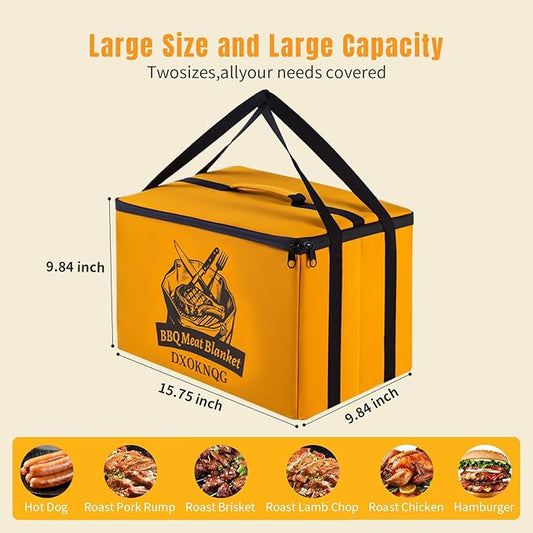 BBQ Insulated Food Bag - 5-Layer Thermal Cooler/Warmer for Grilling, Picnics | Collapsible, Waterproof, Large Capacity (Fits Roasts, Burgers & More)