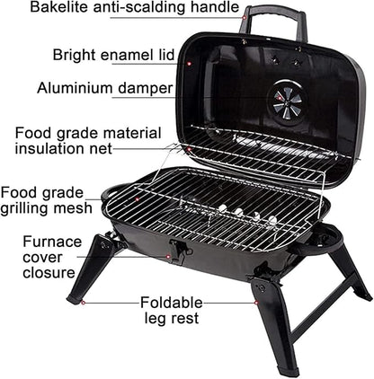 Camping Barbecue Grill Portable BBQ Grill with Folding Legs and BBQ Tabletop Stainless Steel Charcoal BBQ Grill for Outdoor Cooking Barbecue Charcoal Grill