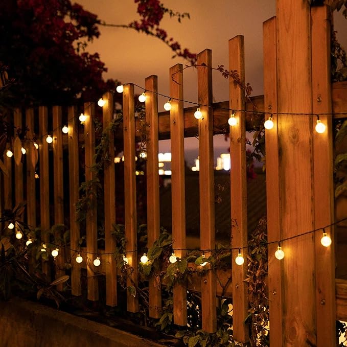 Brightown Solar String Lights Outdoor 60 LED 36FT with 8 Lighting Modes, Waterproof Solar Powered Crystal Globe Patio Lights for Garden Yard Porch Wedding Party Decor (Warm White)