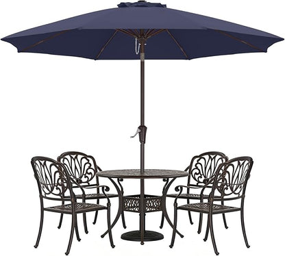 ABCCANOPY 10FT Patio Umbrella with Push Button Tilt and Crank, 8 Ribs UV Protection Pool Umbrella for Garden, Lawn, Deck & Backyard (Navy Blue)