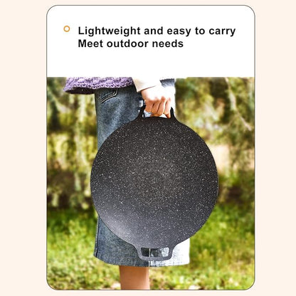 Korean Grill Pan,14.17inch Nonstick Round Griddle Grill Pan for Korean BBQ,Round BBQ Griddle with Handle,Multifunctional Stove Plate for Meats, Pancakes, Ribs