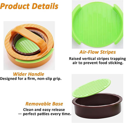 2 Pack 3-in-1 Non-Stick Hamburger Patty Maker, Burger Press for Stuffed Burgers, Beef & Veggie Patties, Kitchen Tool for Barbecue & Grilling