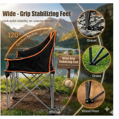 EMERIT Oversized Double Duo Camping Chair Folding Camping Loveseat 2 Person Camping Couch Heavy Duty Lawn Chairs for Outside with Padded Seats & Armrests-Support 650LBS