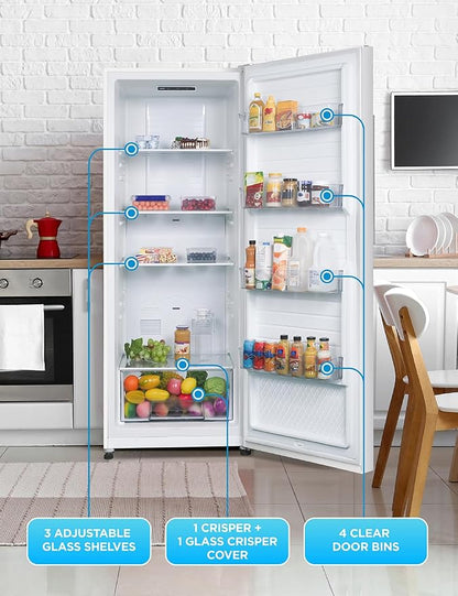 Commercial Cool 11.1 Cu. Ft. Convertible Freezer Refrigerator, Upright Fridge with Glass Shelves, Reversible Door, ENERGY STAR rated, Auto Defrost, CCUC1110GW, White | Upright Fridge with Glass Shelves, Reversible Door, ENERGY STAR rated, Auto Defrost,...